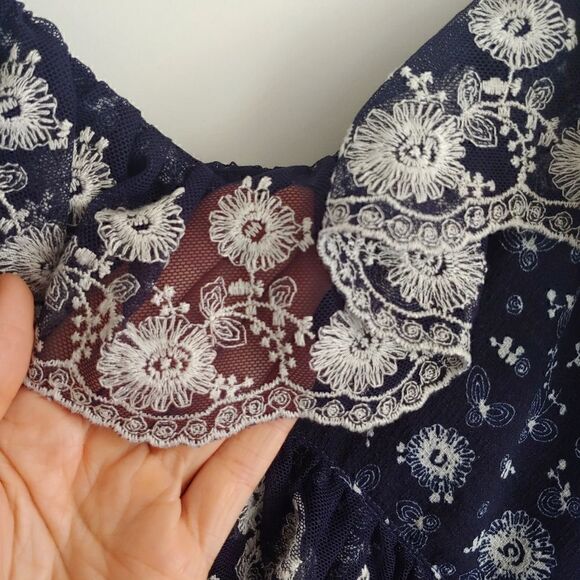 Max Studio London Women's Boho Dress Blue and White Floral Size XS - Picture 5 of 11